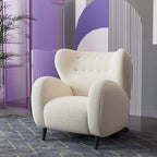 Ivory boucle sherpa accent chair with high back and fabric cover for modern living rooms