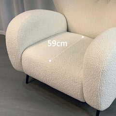 Modern ivory boucle sherpa accent chair with high back, fabric cover enhancing the aesthetic of your home