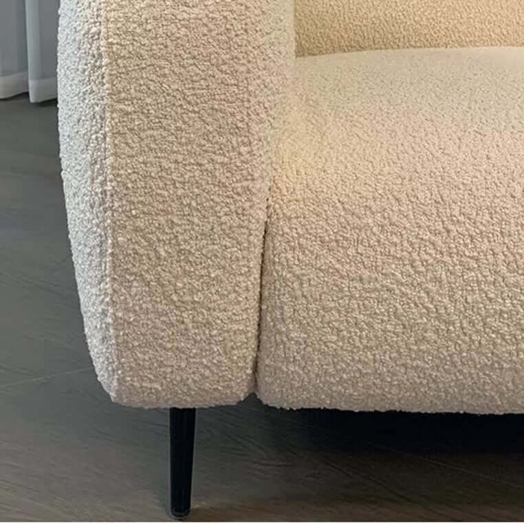 Ivory boucle sherpa accent chair with high back and fabric cover for modern living rooms