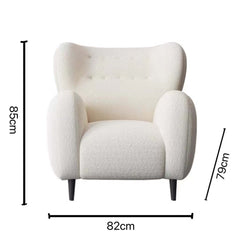 Luxurious modern ivory boucle sherpa accent chair with high back, fabric cover providing stylish seating option