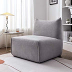 Green modern square boucle sherpa lounge sofa and matching chair with cozy textured fabric