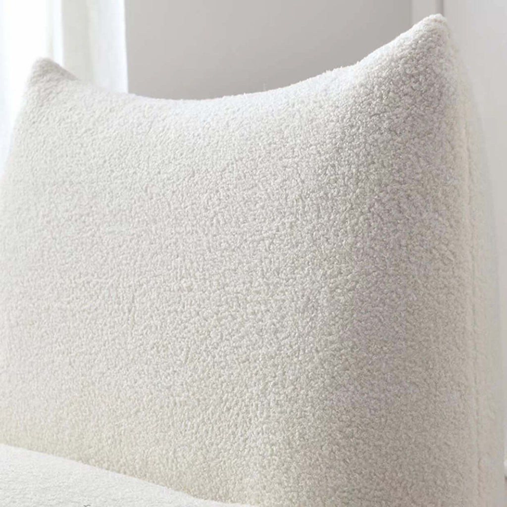 Green modern square boucle sherpa lounge sofa and matching chair with cozy textured fabric