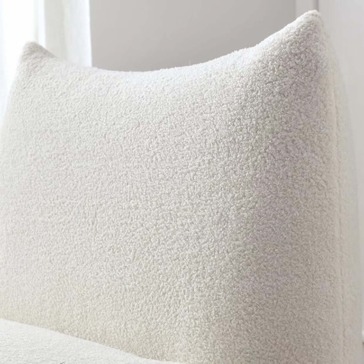 Green modern square boucle sherpa lounge sofa and matching chair with cozy textured fabric