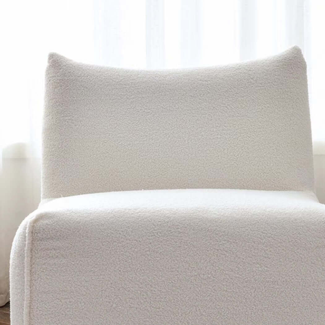 Green modern square boucle sherpa lounge sofa and matching chair with cozy textured fabric