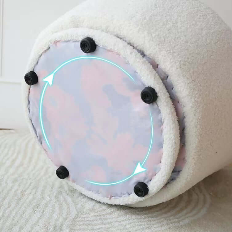 Yellow egg-shaped swivel boucle chair with sherpa upholstery, perfect as a lounge or vanity stool