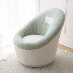 Chic Yellow Egg Shaped Swivel Chair with Boucle Fabric for Contemporary Interiors