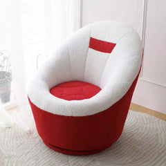 Yellow Egg Shaped Swivel Boucle Chair for Modern Home Decor