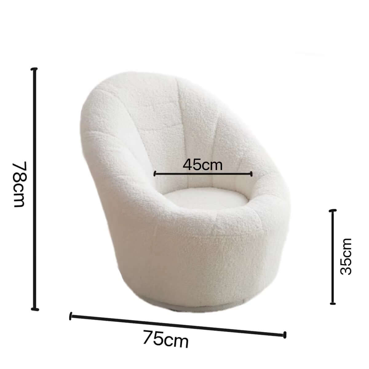 Yellow egg-shaped swivel boucle chair with sherpa upholstery, perfect as a lounge or vanity stool