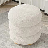 Nordic Round White Boucle Sherpa Chair,Round Vanity Stool,Accent Chair Without Back