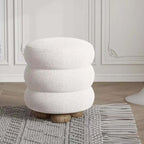 Nordic round white boucle sherpa vanity stool without back, perfect as an accent chair