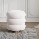 Nordic Round White Boucle Sherpa Chair,Round Vanity Stool,Accent Chair Without Back