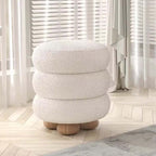 Nordic round white boucle sherpa vanity stool without back, perfect as an accent chair main product image