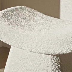 Elegant Simple Nordic White Boucle Sherpa Vanity Stool for Bedroom