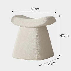 Modern Nordic White Boucle Sherpa Vanity Stool with Soft Cushioning