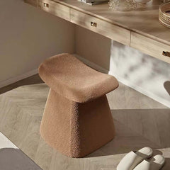 Stylish Simple Nordic White Boucle Sherpa Vanity Stool for Modern Homes