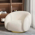 White boucle sherpa lounge chair with surrounding armrests for comfortable seating main product image