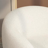 White Boucle Sherpa Lounge Chair Surrounding Armrests Boucle Sofa