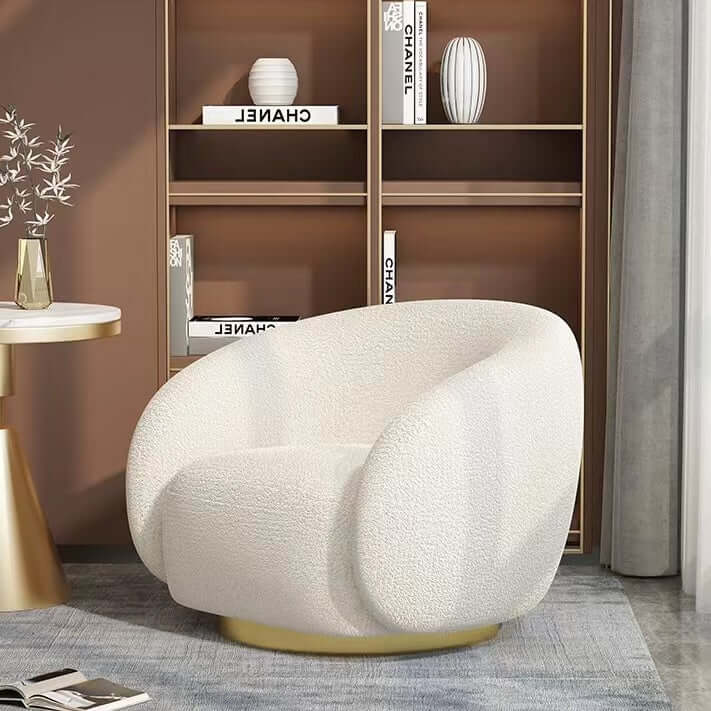 White Boucle Sherpa Lounge Chair Surrounding Armrests Boucle Sofa Secondary image