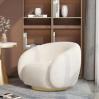 White boucle sherpa lounge chair with surrounding armrests for comfortable seating