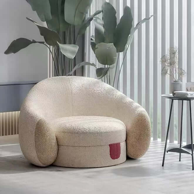 Beige boucle sherpa accent lounge chair with cozy texture and stylish design main product image