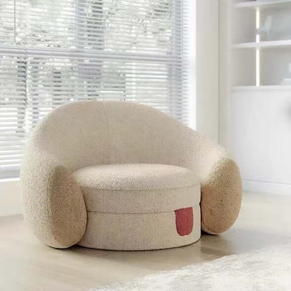 Beige Boucle Sherpa Accent Sofa With Cute Little Tongue,Accent Lounge Chair Secondary image
