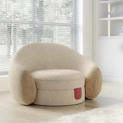 Cozy Beige Boucle Sherpa Lounge Chair with Cute Little Tongue Detail