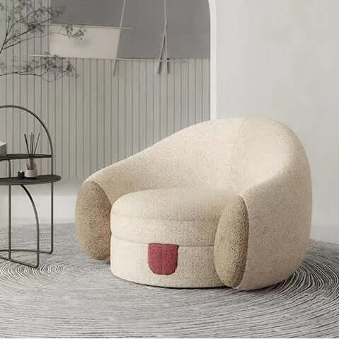 Beige boucle sherpa accent lounge chair with cozy texture and stylish design