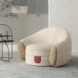 Beige Boucle Sherpa Accent Sofa With Cute Little Tongue,Accent Lounge Chair