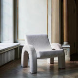 U-Shaped White Boucle Sherpa Accent Chair With Backrest