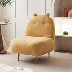 Brown Boucle Accent Chair with Golden Legs in a High Backrest Design