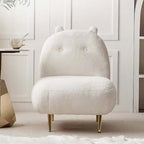 Luxurious Brown Boucle Accent Chair Featuring Elegant Golden Legs