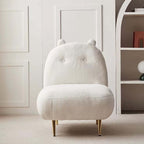 Stylish Brown Boucle Accent Chair with Sleek Golden Legs and High Backrest