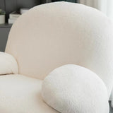 Modern White/Pink/Gray/Yellow Swivel Boucle Sherpa Chair with Gold Finish Stainless Steel Base, Gray Boucle Lounge Sofa