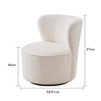 Round Nordic white boucle sherpa vanity stool with swivel and high back for accent seating
