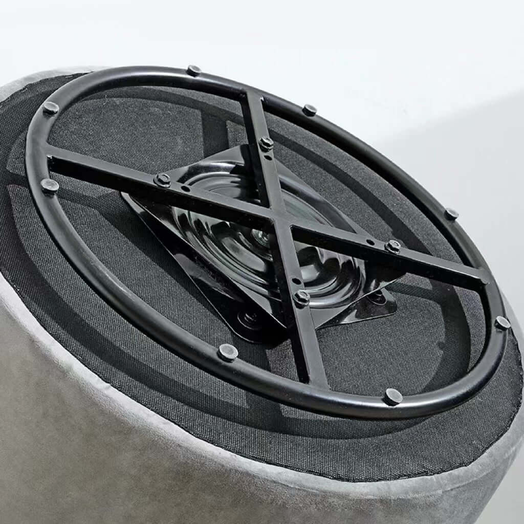 Round Nordic white boucle sherpa vanity stool with swivel and high back for accent seating