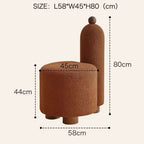 White and pink tripod accent chairs with wood legs and boucle sherpa upholstery