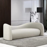 4 Seater 95" Modern White Boucle Sherpa Upholstered Curved Sofa Loveseat for Living Room