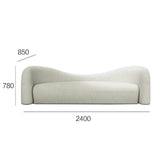 4 Seater 95" Modern White Boucle Sherpa Upholstered Curved Sofa Loveseat for Living Room