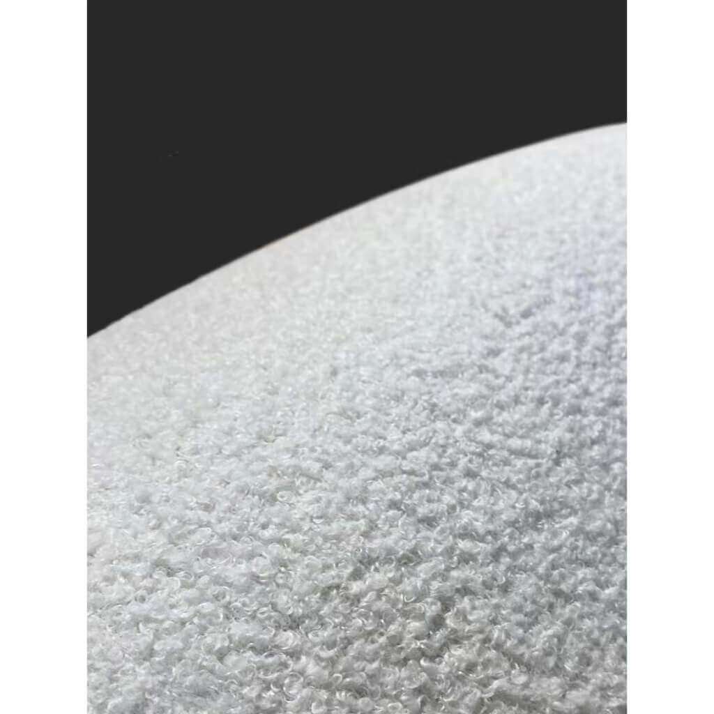 Modern 4-seater curved loveseat upholstered in white boucle sherpa fabric for living room