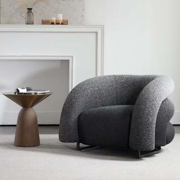 Blue and black gradient boucle sherpa accent chair with cozy lounge sofa design