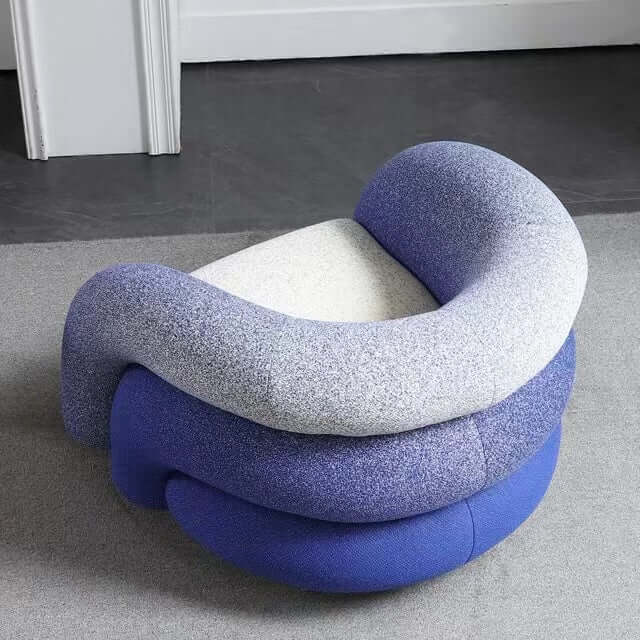 Blue and black gradient boucle sherpa accent chair with cozy lounge sofa design