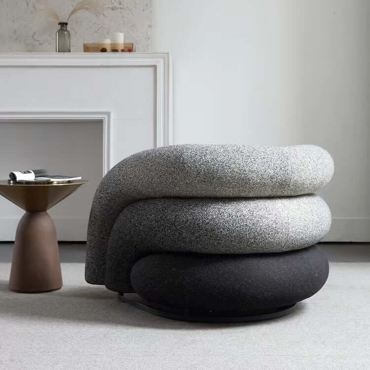 Blue and black gradient boucle sherpa accent chair with cozy lounge sofa design