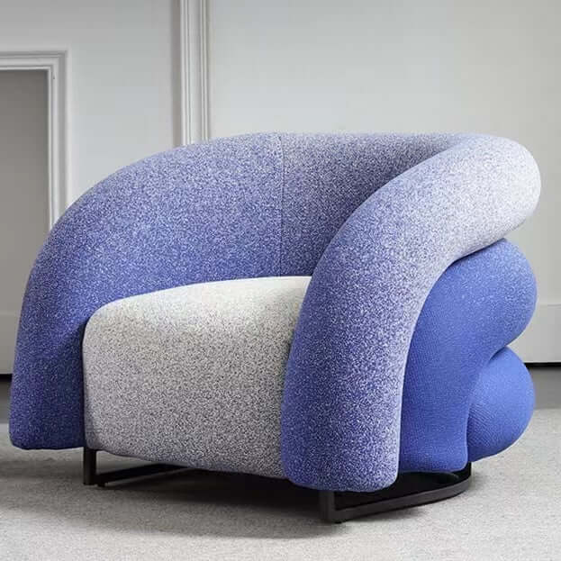 Blue and black gradient boucle sherpa accent chair with cozy lounge sofa design