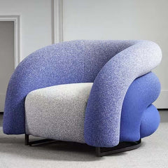 Modern Blue and Black Boucle Lounge Sofa with Gradient Color Accent