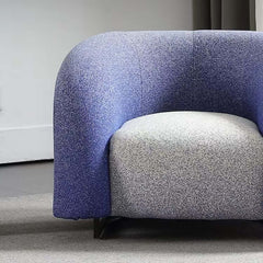 Modern Blue and Black Boucle Lounge Sofa with Gradient Color Accent