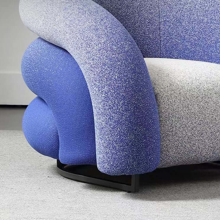 Blue and black gradient boucle sherpa accent chair with cozy lounge sofa design