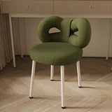 Pink,Green,White Boucle Vanity Stool with butterfly-shaped Backrest