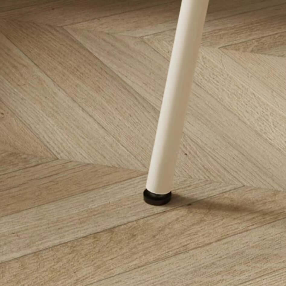 Boucle vanity stool with butterfly-shaped backrest in pink, green, and white colors