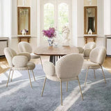 Ivory White Boucle Accent Chair with White Metal Legs