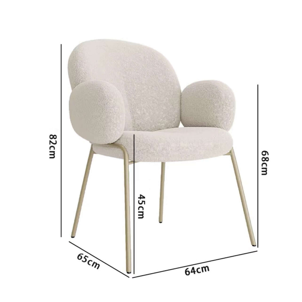 Ivory white boucle accent chair featuring stylish white metal legs for modern living spaces